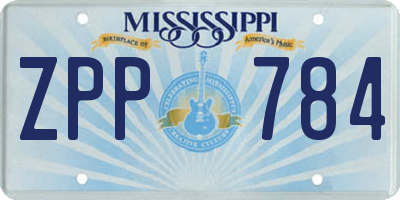 MS license plate ZPP784