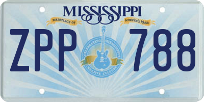 MS license plate ZPP788