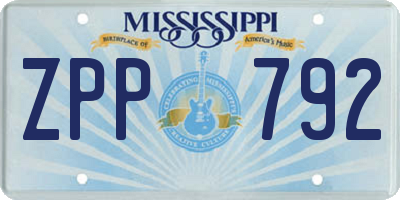 MS license plate ZPP792