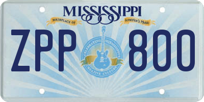 MS license plate ZPP800