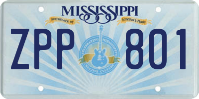 MS license plate ZPP801