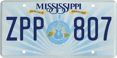 MS license plate ZPP807