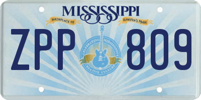 MS license plate ZPP809