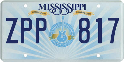 MS license plate ZPP817