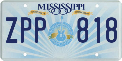 MS license plate ZPP818