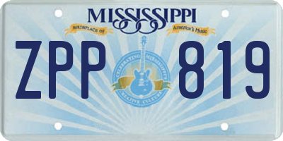 MS license plate ZPP819