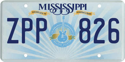 MS license plate ZPP826