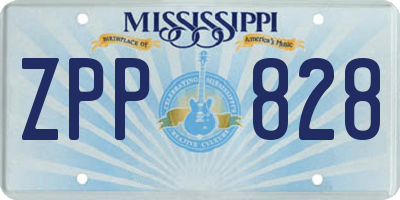 MS license plate ZPP828