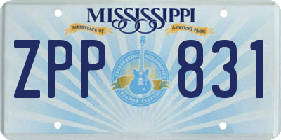 MS license plate ZPP831