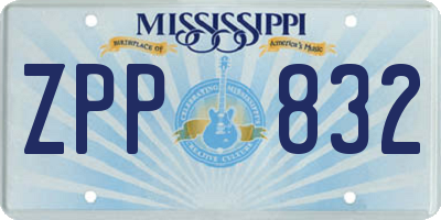 MS license plate ZPP832
