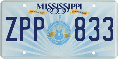 MS license plate ZPP833
