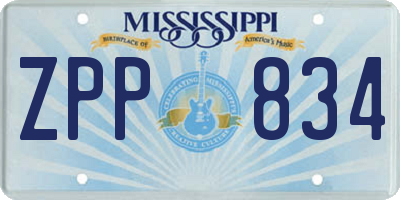 MS license plate ZPP834