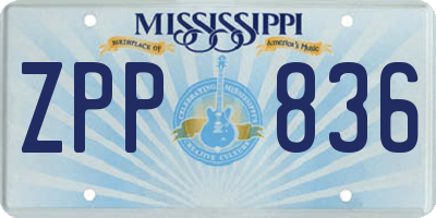MS license plate ZPP836