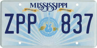 MS license plate ZPP837