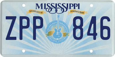 MS license plate ZPP846