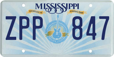 MS license plate ZPP847