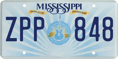 MS license plate ZPP848