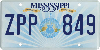 MS license plate ZPP849