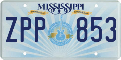 MS license plate ZPP853