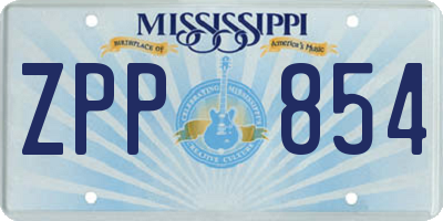 MS license plate ZPP854