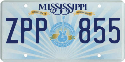 MS license plate ZPP855