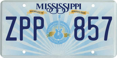 MS license plate ZPP857