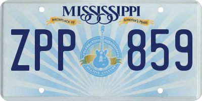 MS license plate ZPP859
