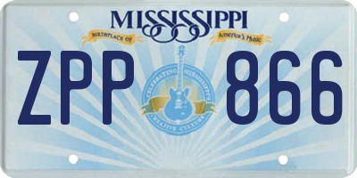 MS license plate ZPP866