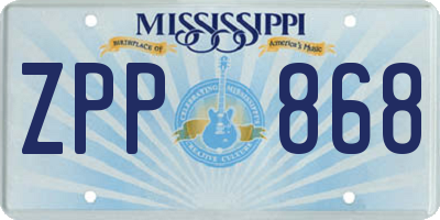 MS license plate ZPP868