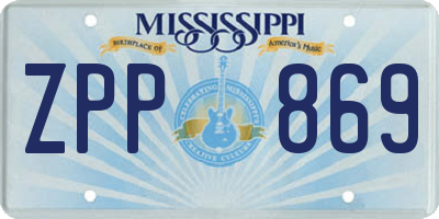 MS license plate ZPP869