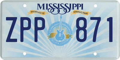 MS license plate ZPP871