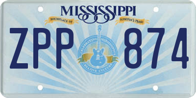 MS license plate ZPP874