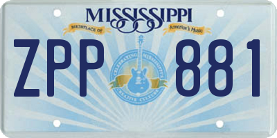 MS license plate ZPP881