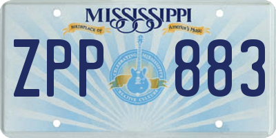MS license plate ZPP883