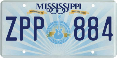 MS license plate ZPP884