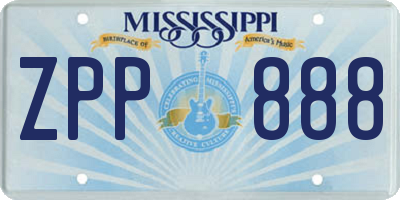 MS license plate ZPP888