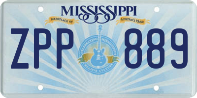 MS license plate ZPP889