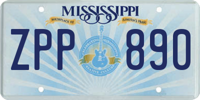 MS license plate ZPP890