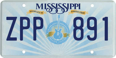 MS license plate ZPP891