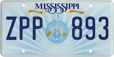 MS license plate ZPP893