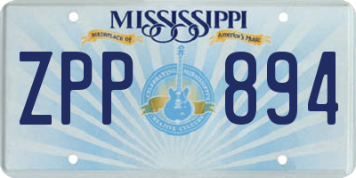 MS license plate ZPP894