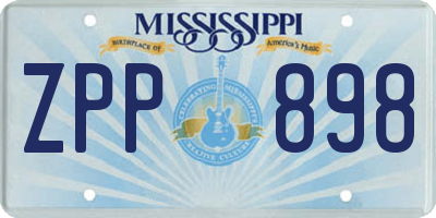 MS license plate ZPP898
