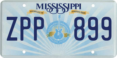 MS license plate ZPP899
