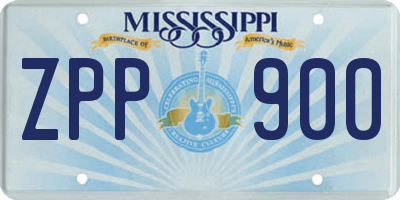 MS license plate ZPP900