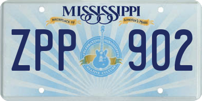 MS license plate ZPP902