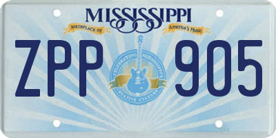 MS license plate ZPP905
