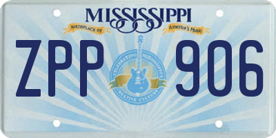 MS license plate ZPP906
