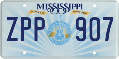 MS license plate ZPP907