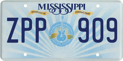 MS license plate ZPP909
