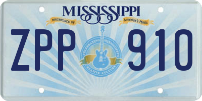 MS license plate ZPP910